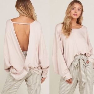 Tan Open Back Wide Neck Sweater